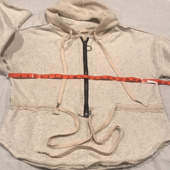 Unique 3/4 Zip Up Hoodie Jacket Drawstring Waist Wide Sleeves S - Picture 15 of 16